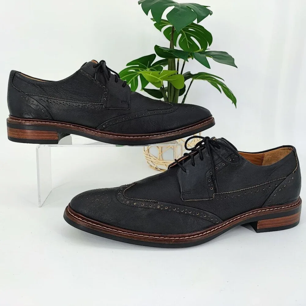 Cole Haan Men's Warren Welt Wing Black Leather Oxford Size 12M
